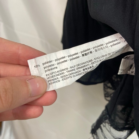 EUC ZARA Trf Collection women's black crinkle textured lace lined‎ tank top XS - Picture 5 of 9